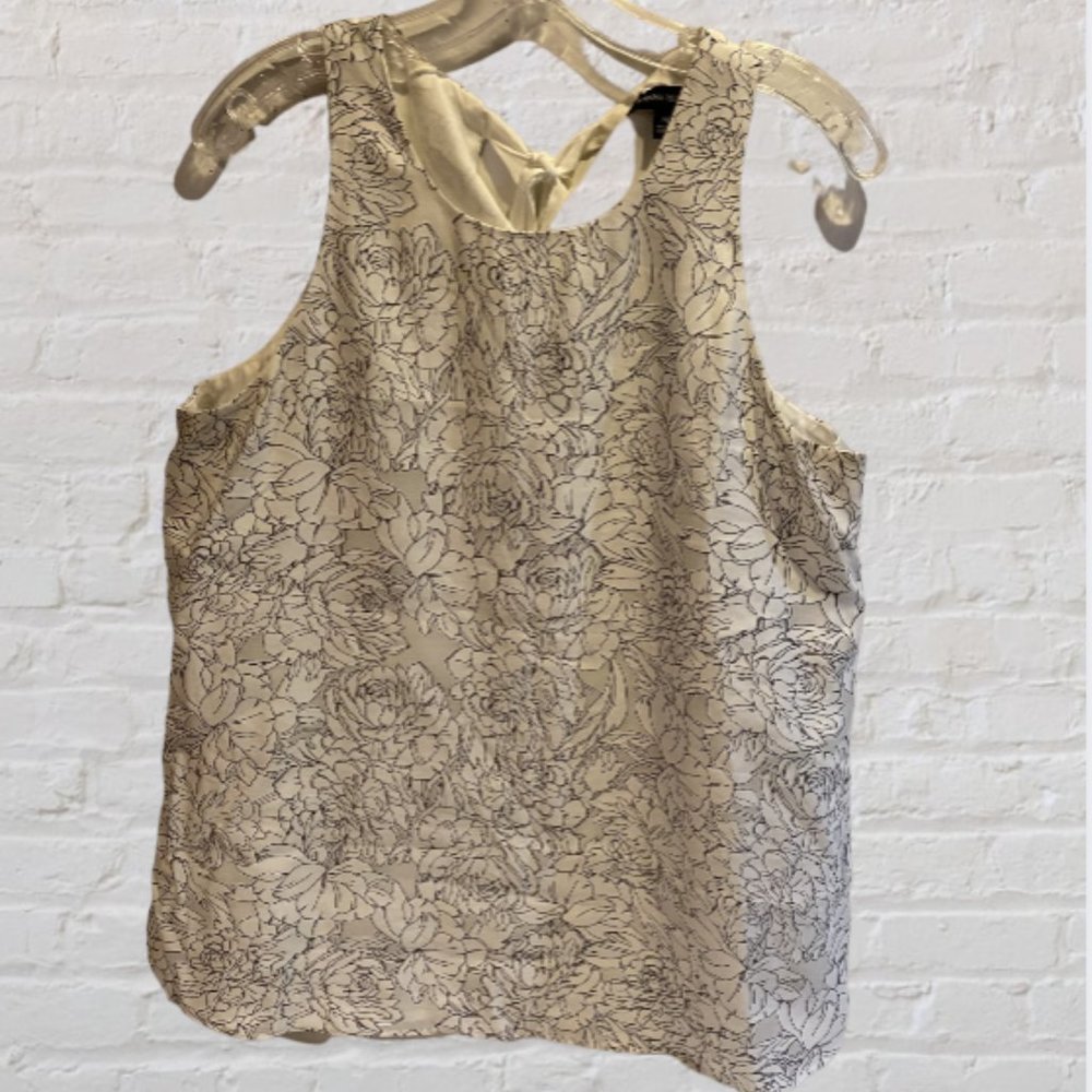 BANANA REPUBLIC -- Summer Top, Loose & Flowy, Black/White with Tie Back, Lined - Picture 5 of 12